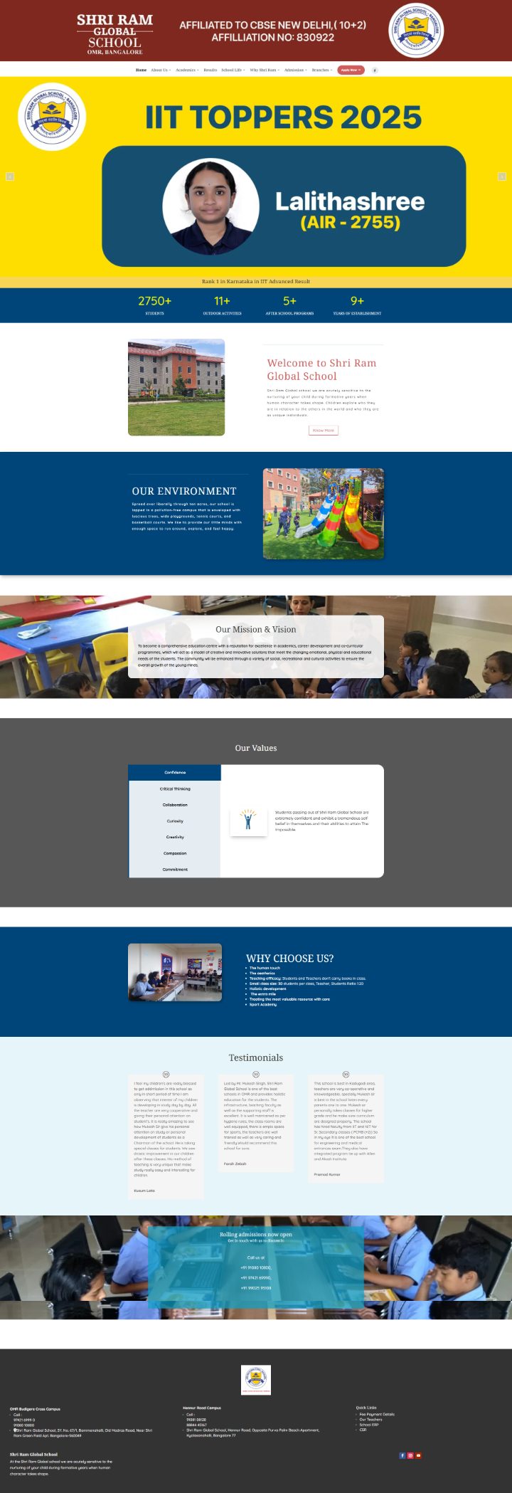 SRGS / Shri Ram Global School website
